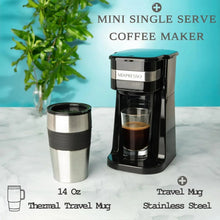 Mixpresso 1-Cup Drip Coffee Maker, Personal Single Serve Coffee Maker & 14oz Travel Mug