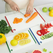 Kikcoin 3-Piece Plastic Large Cutting Boards Set for Kitchen, Non-slip Feet and Juice Grooves, Multicolor