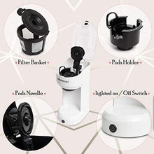 Mixpresso Single Serve Coffee Brewer, K Cup Compatible & Ground Coffee, White