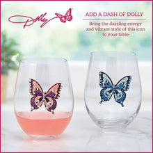 Dolly Parton Jeweled Mosaic 18 oz Stemless Glass Wine Glasses Set of 2