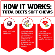 Force Factor Total Beets, Beet Root Supplement with Beetroot Powder for Heart Health, Nitric Oxide & Energy, Acai Berry, 60 Soft Chews