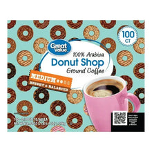 Great Value Donut Shop 100% Arabica Medium Roast Ground Coffee Pods, 38.4oz, 100 Count