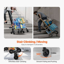 KFFKFF 45L Stair Climbing Grocery Cart with 360° Swivel Wheels, Foldable and Lightweight Utility Cart for Laundry, Travel, and Shopping, Silver
