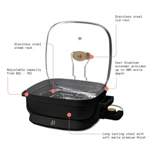 Beautiful 5 in 1 Electric Skillet - Expandable up to 7 Qt with Glass Lid, Black Sesame by Drew Barrymore