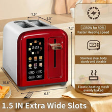 SEEDEEM Toaster 2 Slice, Touch Control Stainless Toaster LCD Display, 50% Faster Heating Speed, 1.4'' Wide Slots, More Timer Functions, Removable Crumb Tray, 1350W, Dark Metallic