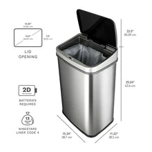 Nine Stars 13.2-Gal. Stainless Steel Sensor Trash Can - USA MEGA SHOP