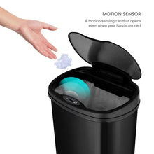 Nine Stars 13.2-Gal. Stainless Steel Sensor Trash Can - Black