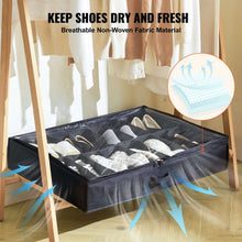 KFFKFF Shoe Storage Units for Under Bed, Pack of 2, Accommodates 32 Pairs, Underbed Footwear Storage System with Transparent Window, Airy, Collapsible Fabric Shoe Holder Box with Sturdy Handles