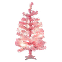 24inPre-LitPinkArtificialChristmasTreewith35WarmWhiteLEDLightsandStand_byHolidayTime - USA Mega Market