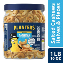 PLANTERS Salted Cashew Halves and Pieces, Party Snacks, Plant-Based Protein, 26 oz Canister
