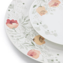 Elama Poppy 24 Piece Porcelain Double Bowl Dinnerware Set, Service for 6
