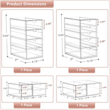 Sorbus Clear Acrylic Makeup Organizer, 4-Piece Stackable Storage, 16 Drawers