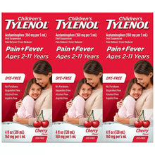 Children's Tylenol Pain + Fever Dye-Free Medicine Cherry Flavor, 3 x 4 fl. oz. - USA MEGA SHOP