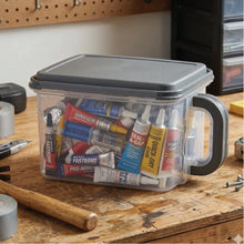 Mainstays Medium Plastic Canister with Handle, 21 Cups, Gray Lid and Handle, Made for Pantry Organization and Food Storage