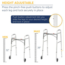 Drive Medical Deluxe Two Button Folding Walker with Wheels