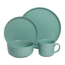10 Strawberry Street Double Line 16 Piece Stoneware Dinnerware Set, Seafoam