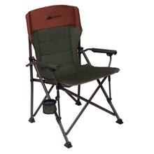 Ozark Trail Heavy Duty Hard Arm Camp Chair with Adjustable Cupholder, Tensioned Seat Farbic, Brown