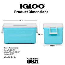Igloo 48 QT Laguna Hard-Sided Ice Chest Cooler, Aqua Blue and White