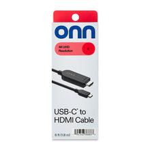 onn. USB-C to HDMI Cable (6 Feet / 1.8m), 4K Video & Audio Output for Laptop, Tablet, Phone to TV, Monitor, Projector