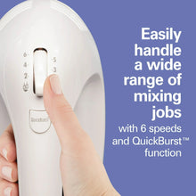 Hamilton Beach 6-Speed Electric Hand Mixer with Easy Clean Beaters, 7 Attachments & Case, Mixer for Kitchen, White