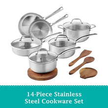 The Pioneer Woman 14-Piece Stainless Steel Cookware Set, Cooking Pots and Pans Set with Kitchen Utensils