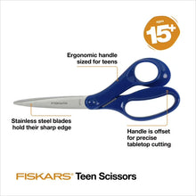 Fiskars Graduate Student Scissors, 8", Pointed, Scissors for School or Office, Blue