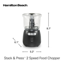 Hamilton Beach Stack & Press 2 Speed Food Chopper & Mini Food Processor, 3-Cup, Black