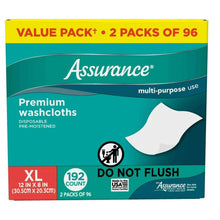 Assurance Disposable and Pre-Moistened Premium Extra Large Washcloths for Adults, 192 Count