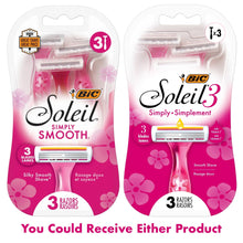 (2 pack) BIC Soleil 3 Simply Women's Disposable Razors, 3 Blades, 3 Count