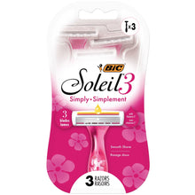 (2 pack) BIC Soleil 3 Simply Women's Disposable Razors, 3 Blades, 3 Count