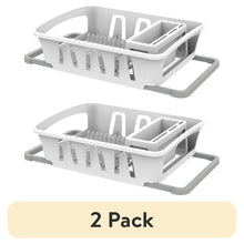 2pack_MainstaysExpandableKitchenDishDryingRackwithUtensilHolder_CountertopDishDrainerRackforPlates_CupsandKitchenSinkOrganization_White - Brands For Less USA
