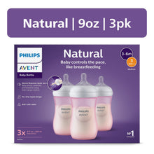 (2 pack) Philips Avent Natural Baby Bottles, Medium Flow, 9oz, Pink, 3-Pack, SCY903/13
