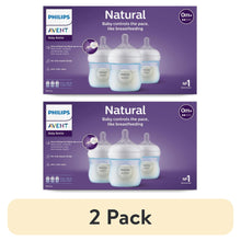 (2 pack) Philips Avent Natural Baby Bottle with Natural Response Nipple, Blue, 4oz, 3pk, SCY900/23