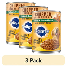 (3 pack) Pedigree Chopped Ground Dinner Turkey & Bacon Flavor Adult Soft Wet Dog Food, (12) 13.2 oz Cans