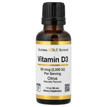 California Gold Nutrition, Vitamin D3, 50 mcg (2,000 IU), 1 fl oz (30 ml)