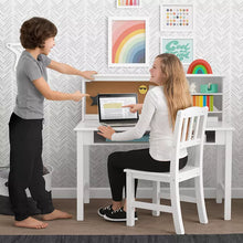 Delta Children Kids' Wood Desk with Hutch and Chair - White