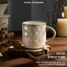 Vesteel Coffee Mug Set of 4, Ceramic Coffee Cups with Handles, 14oz Stoneware Mugs Set for Coffee Tea Milk, Wave Design Mug Gifts for Home Office Restaurant - USA MEGA SHOP