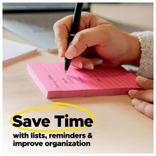 Post-it Super Sticky Notes, 4" x 6", Supernova Neons Collection, Lined