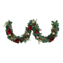 Berkley Jensen 9' Red Magnolia Garland With LED Lights