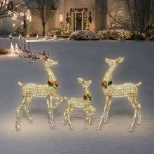 Berkley Jensen Set of 3 Pre-lit Gold Deer with Bells