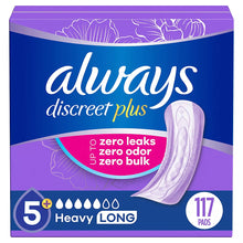 Always Discreet Adult Incontinence Pads, Heavy Absorbency, Long Length, Postpartum Pads, 117 ct.