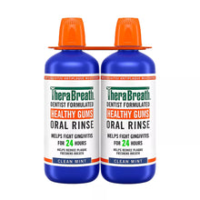 TheraBreath Healthy Gums Mouthwash, Alcohol-Free, Clean Mint, 2 pk./1L