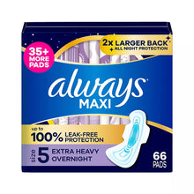 Always Ultra Thin Overnight Feminine Pads with Wings for Women, Size 4, Overnight, Unscented, 80 ct.