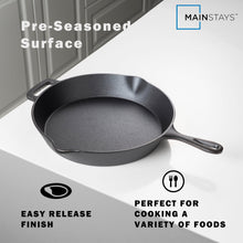 Mainstays 12 Inch Cast Iron Skillet with Single Helper Spout Black