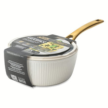 Thyme & Table 2.5 QT Non-Stick Signature Ribbed Saucepan - White & Gold