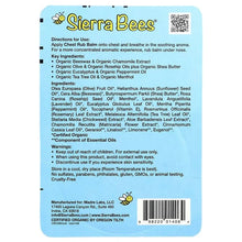 Sierra Bees, Chest Rub Balm, Eucalyptus & Peppermint, 0.6 oz (17 g)