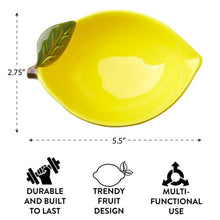 Mainstays Yellow Ceramic Lemon Bowl, 8.07" L x 5.51" W x 2.75" H