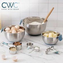 COOK WITH COLOR Stainless Steel Mixing Bowls Set and Measuring Cups- Nesting Bowls with Non-Slip Bottom and Easy-Grip Handles, 11 Pieces