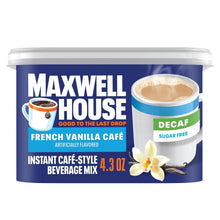 Maxwell House Decaf Instant Coffee Beverage Mix, Sugar Free Coffee Drink Mix, Café Style Instant Coffee, French Vanilla Café and Suisse Mocha Café, 4.3 to 4.4 Ounce (Variety Pack)