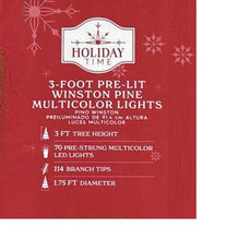 3' Pre-Lit Winston Pine Artificial Christmas Tree with Multicolor LED Lights, by Holiday Time
